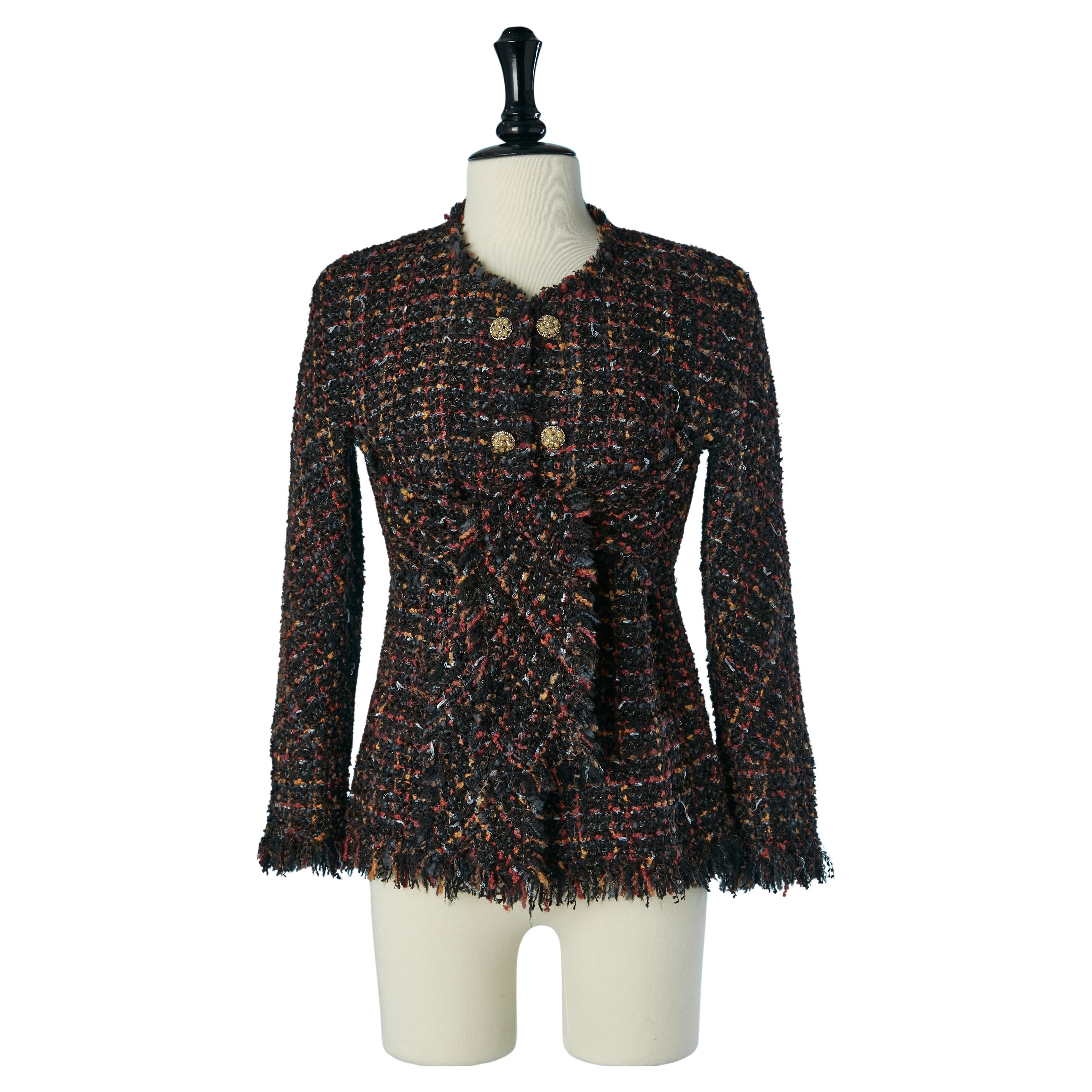Edge to edge Tweed jacket with under bust tied scarf  CHANEL FW 2010