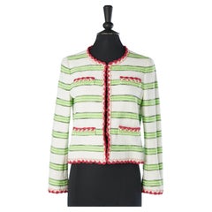 Edge to edge white jacket with green stripes Boutique Moschino 