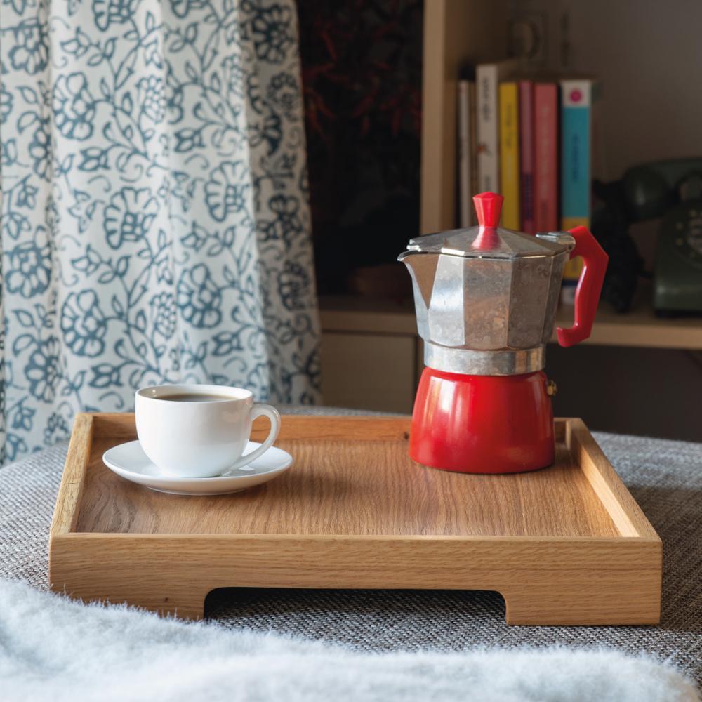 Scandinavian Modern Edge Tray Oak Square Yellow For Sale