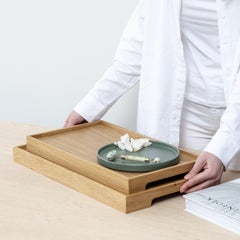 Edge Tray Set Oak Rectangular Yellow