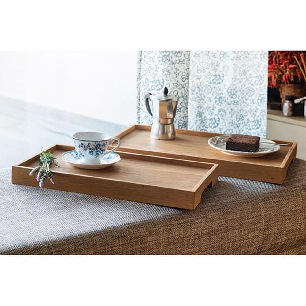 Contemporary Edge Tray Set Oak Rectangular Yellow For Sale