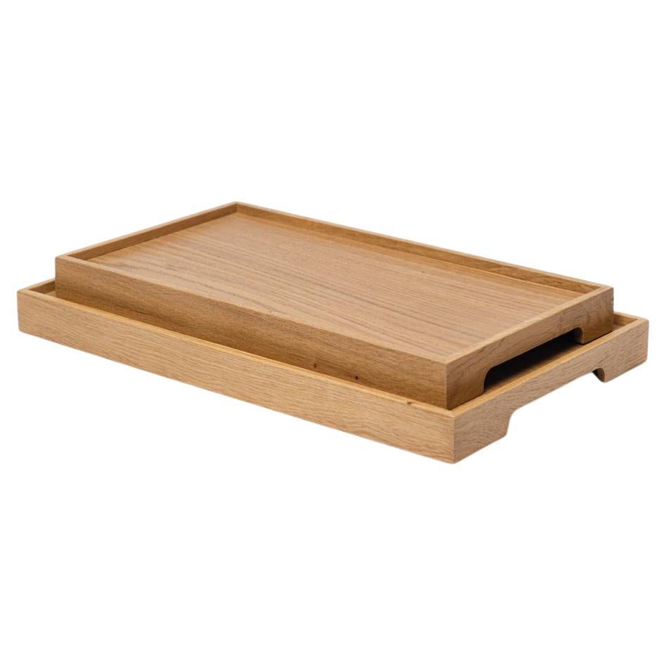 Edge Tray Set Oak Rectangular Yellow