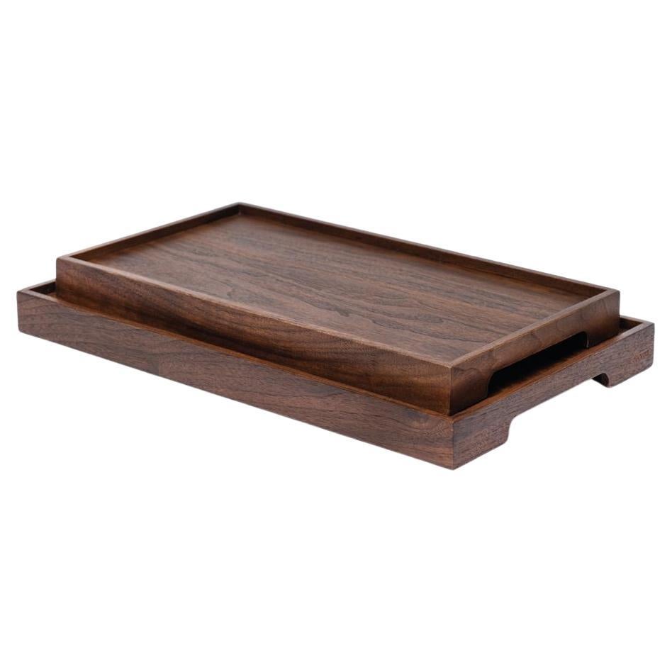 Juego Bandeja Borde Nogal Rectangular Marrón