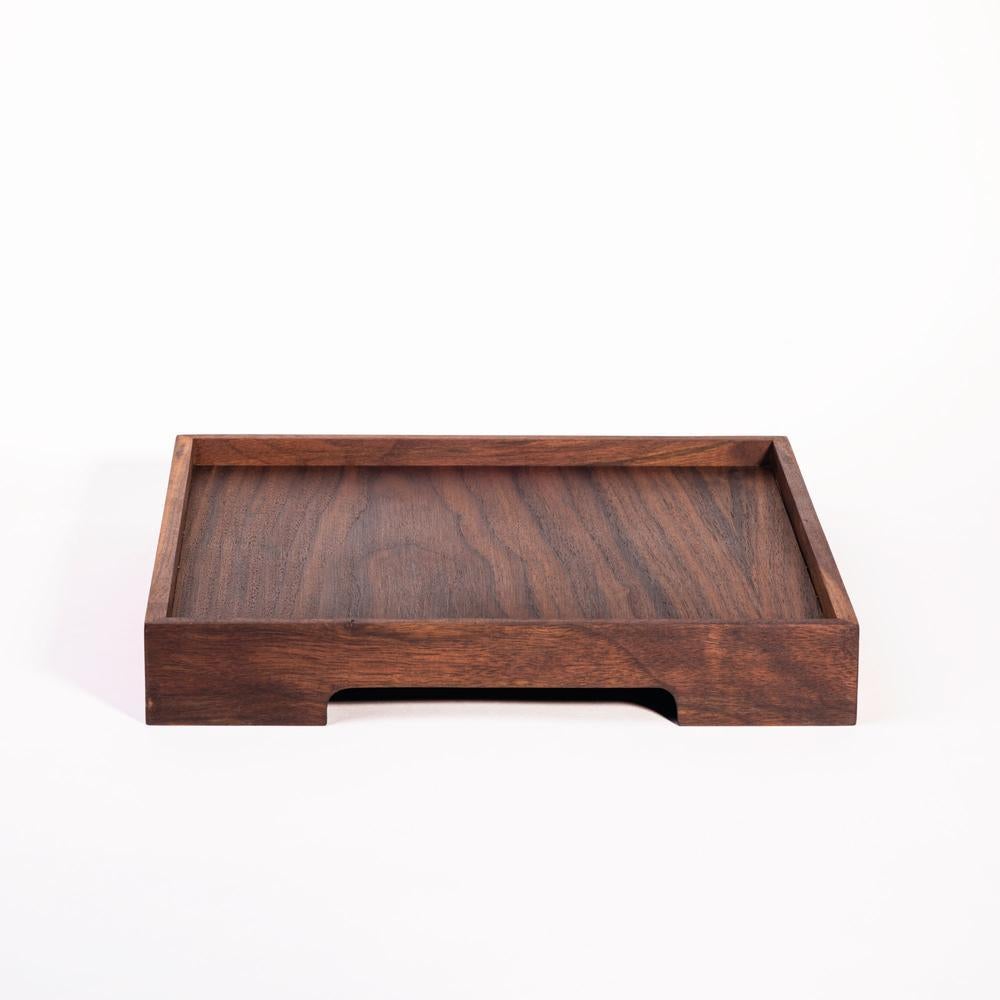 Turkish Edge Tray Walnut Square Brown For Sale