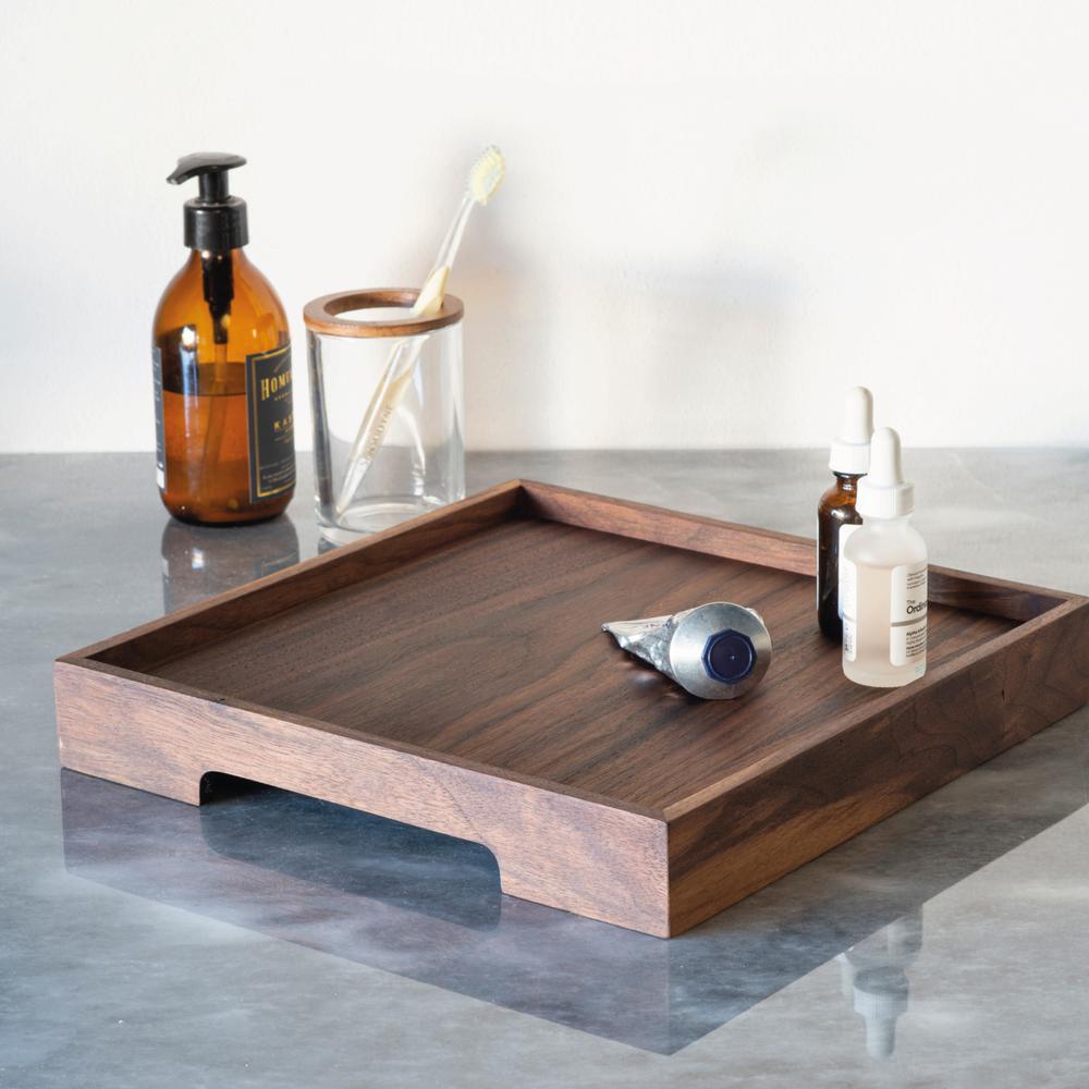 Dyed Edge Tray Walnut Square Brown For Sale