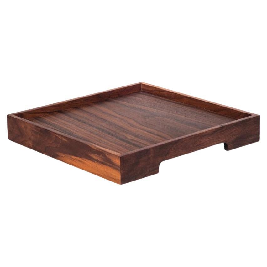 Edge Tray Walnut Square Brown For Sale
