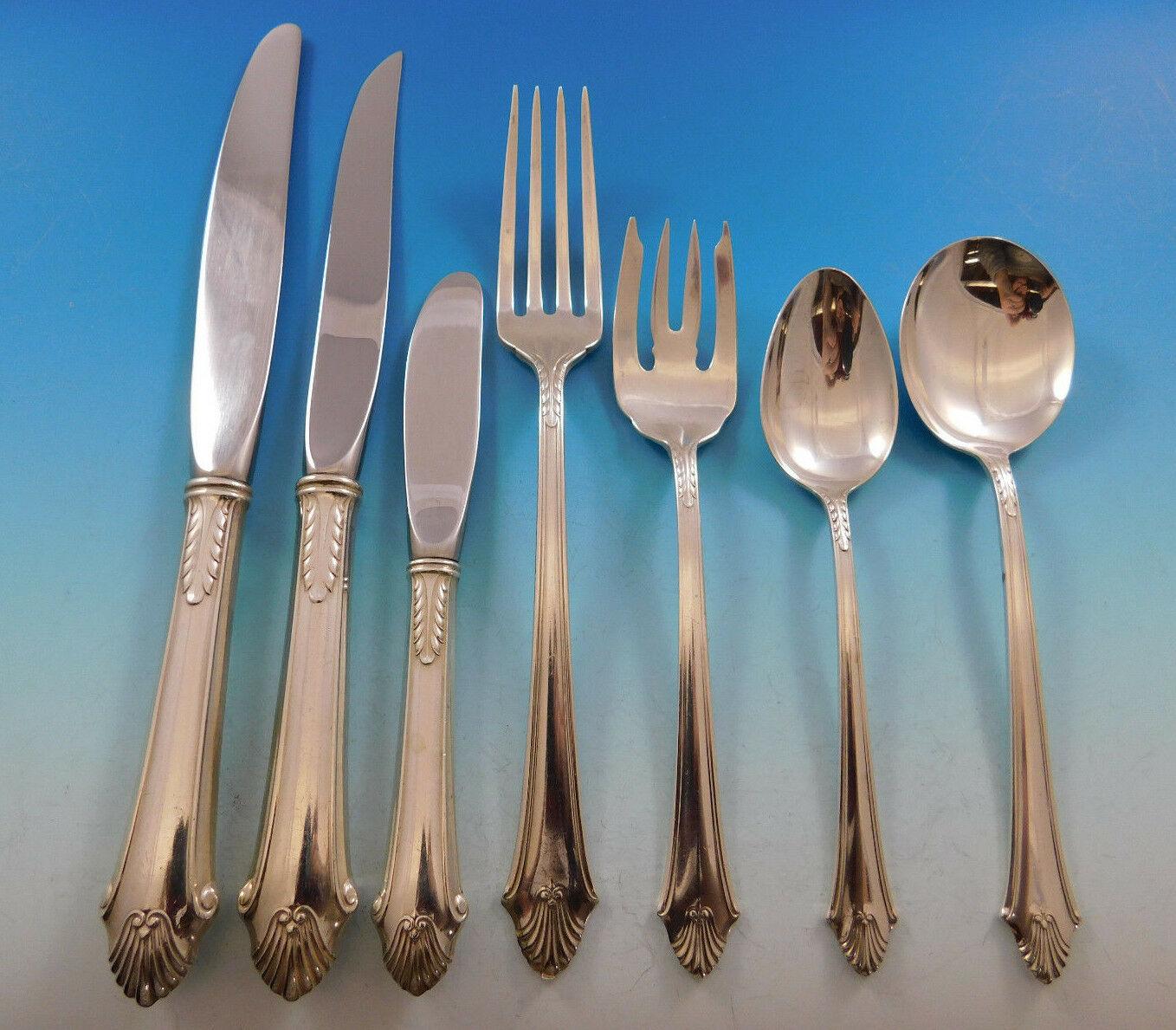 Dinner Size Edgemont by Gorham sterling silver flatware set, 91 pieces. This set includes:

12 dinner size knives, 9 3/8