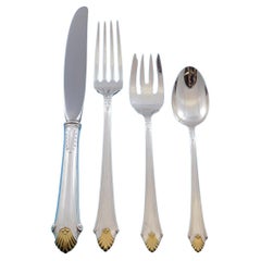 Edgemont Gold by Gorham Ensemble de couverts en argent sterling pour 12 personnes Service 52 pc Dîner