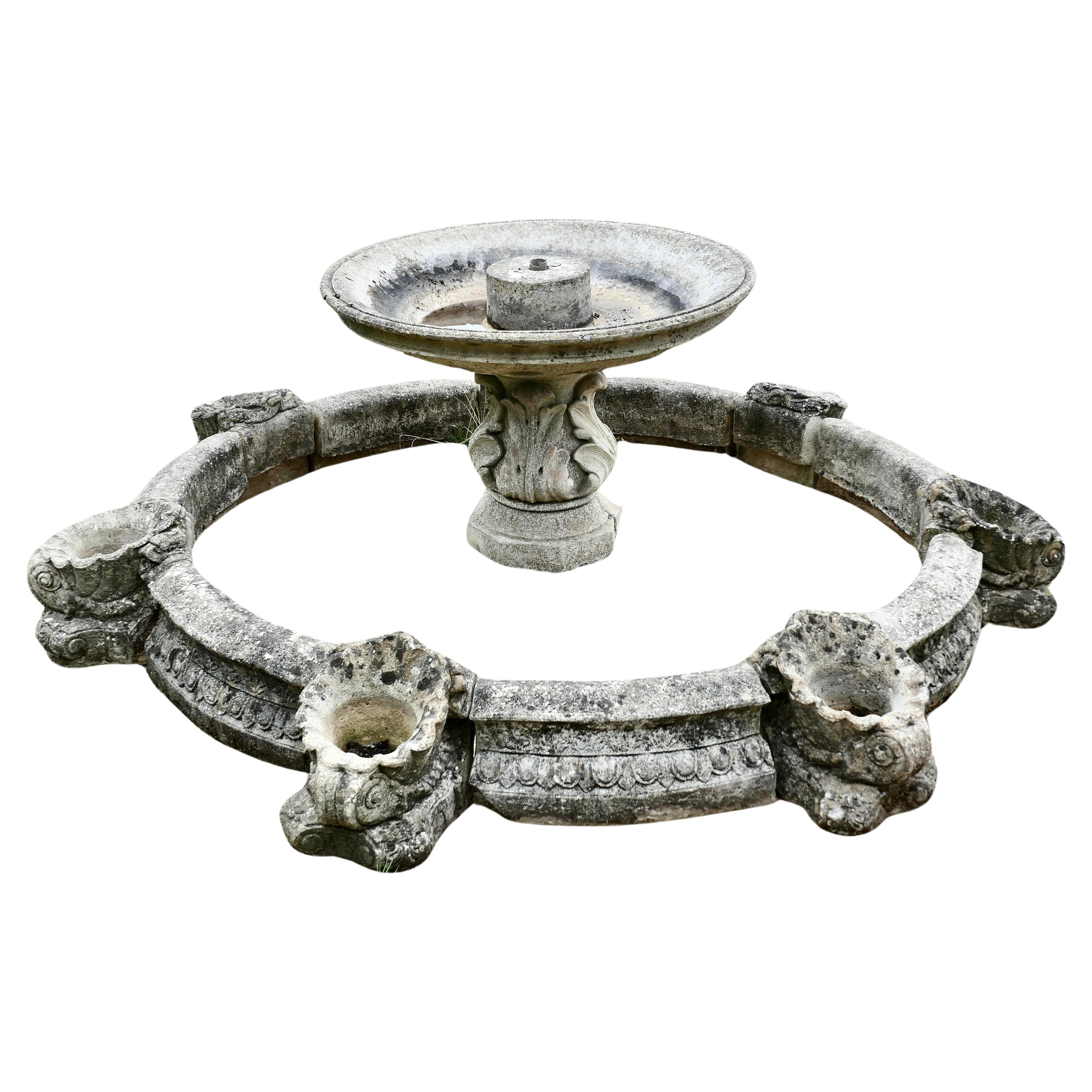 Bordures, fontaine circulaire, parterre, jardin d'herbes, puits de feu en vente