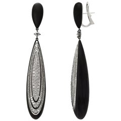 Carbon Fiber, White Diamond Earrings