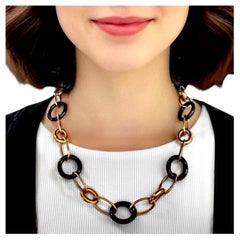 Edgy & Fashionable 20 Inch 18K Gold Link Necklace by Italian Designer Mattioli