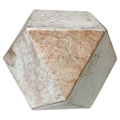 Edgy Geometric Art Marble Stone Sculpture in Angular Faceted Form Modern 1990s