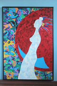 Costana Swaying on the Moon. Innocence of Desire, Painting, Acrylic on Canvas