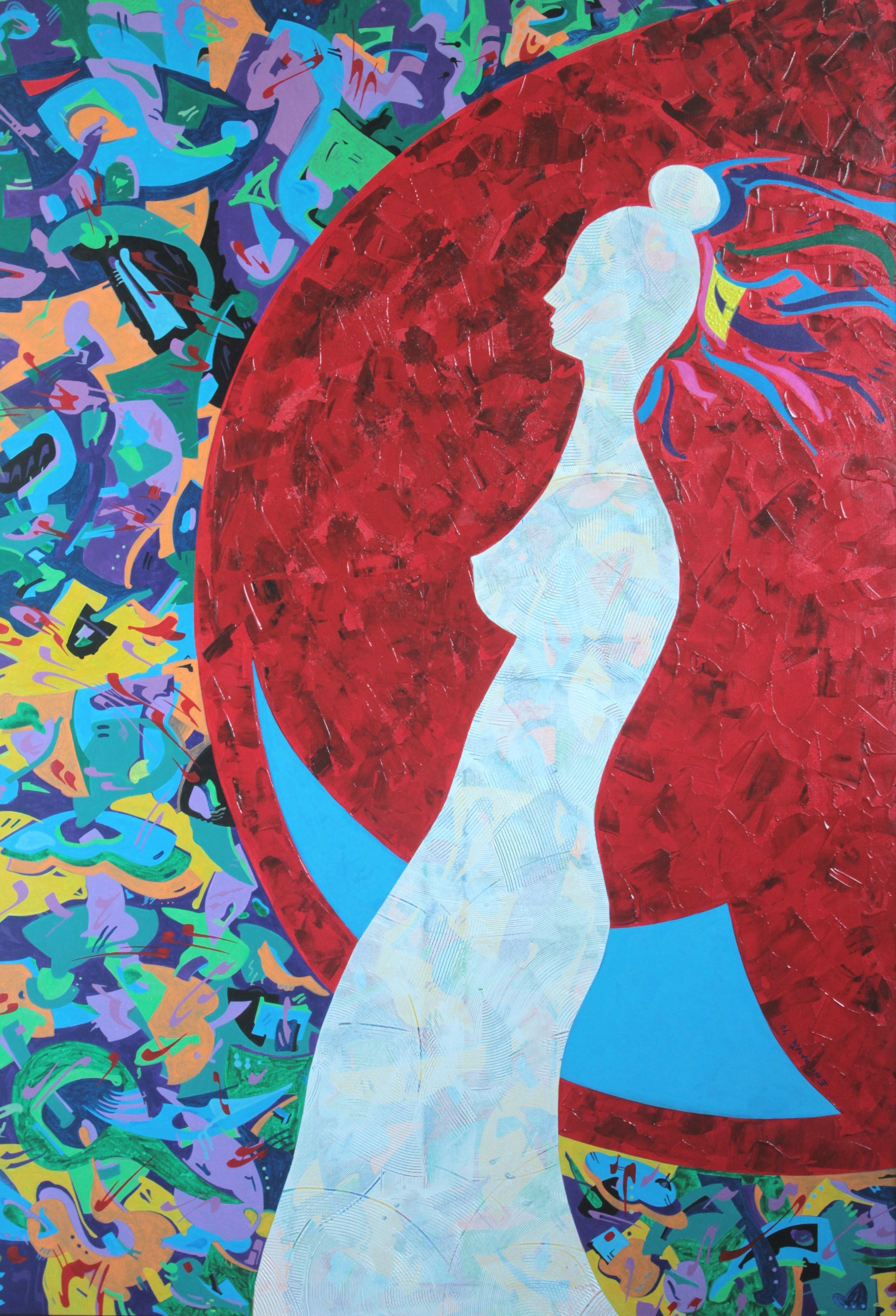 Edi Apostu Abstract Painting - Costana Swaying on the Moon. Innocence of Desire, Painting, Acrylic on Canvas