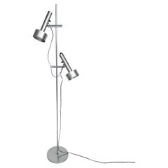Edi Franz Stehlampe Swisslamps International, gebürstetes Aluminium, 1956