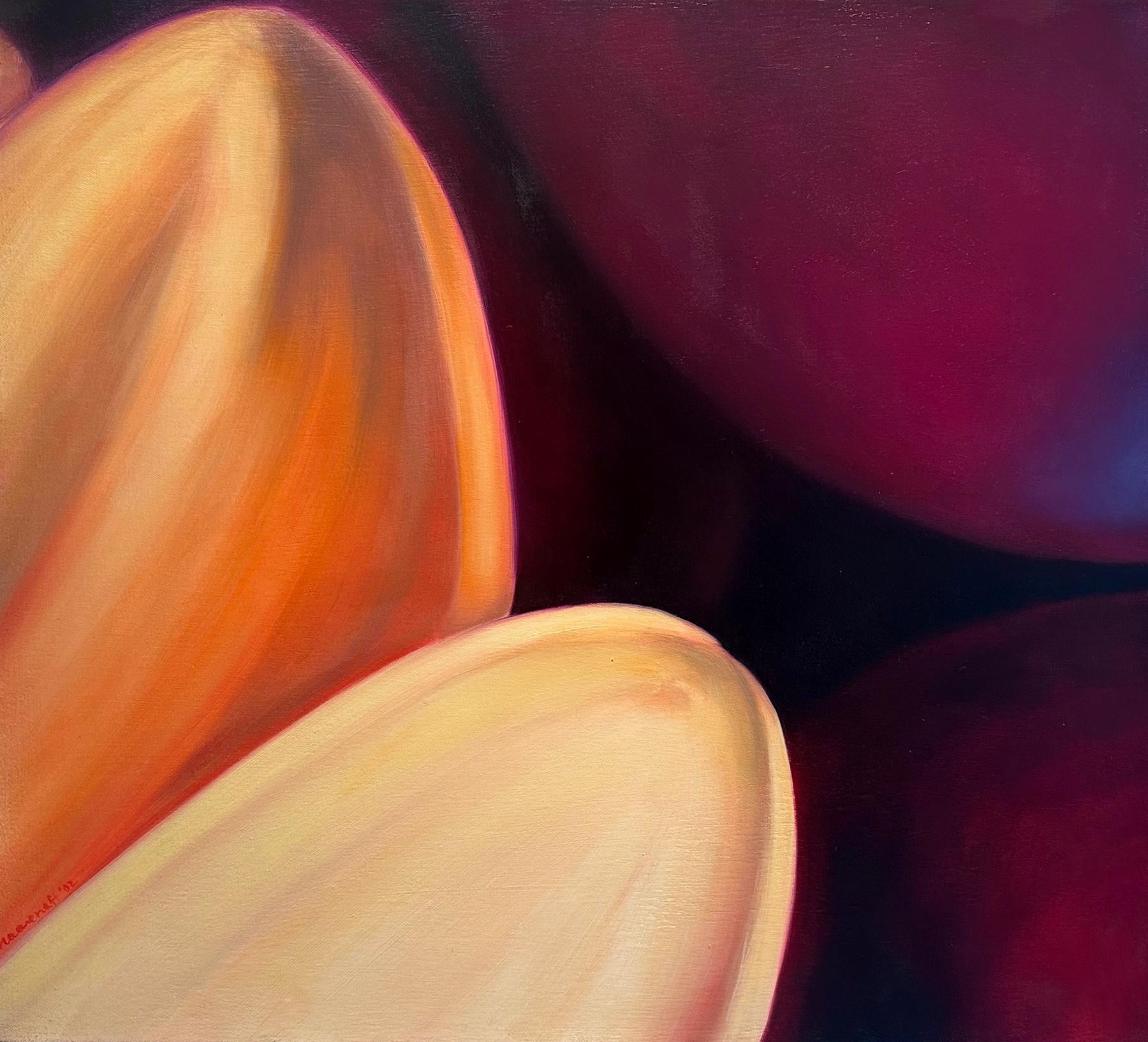 Trittico floreale astratto, set di 3 dipinti ad olio - Painting Contemporaneo di Edie Nadelhaft
