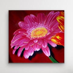 "Gran Ciudad" Pintura al Óleo Floral a Gran Escala de Brillante Colorido Magenta