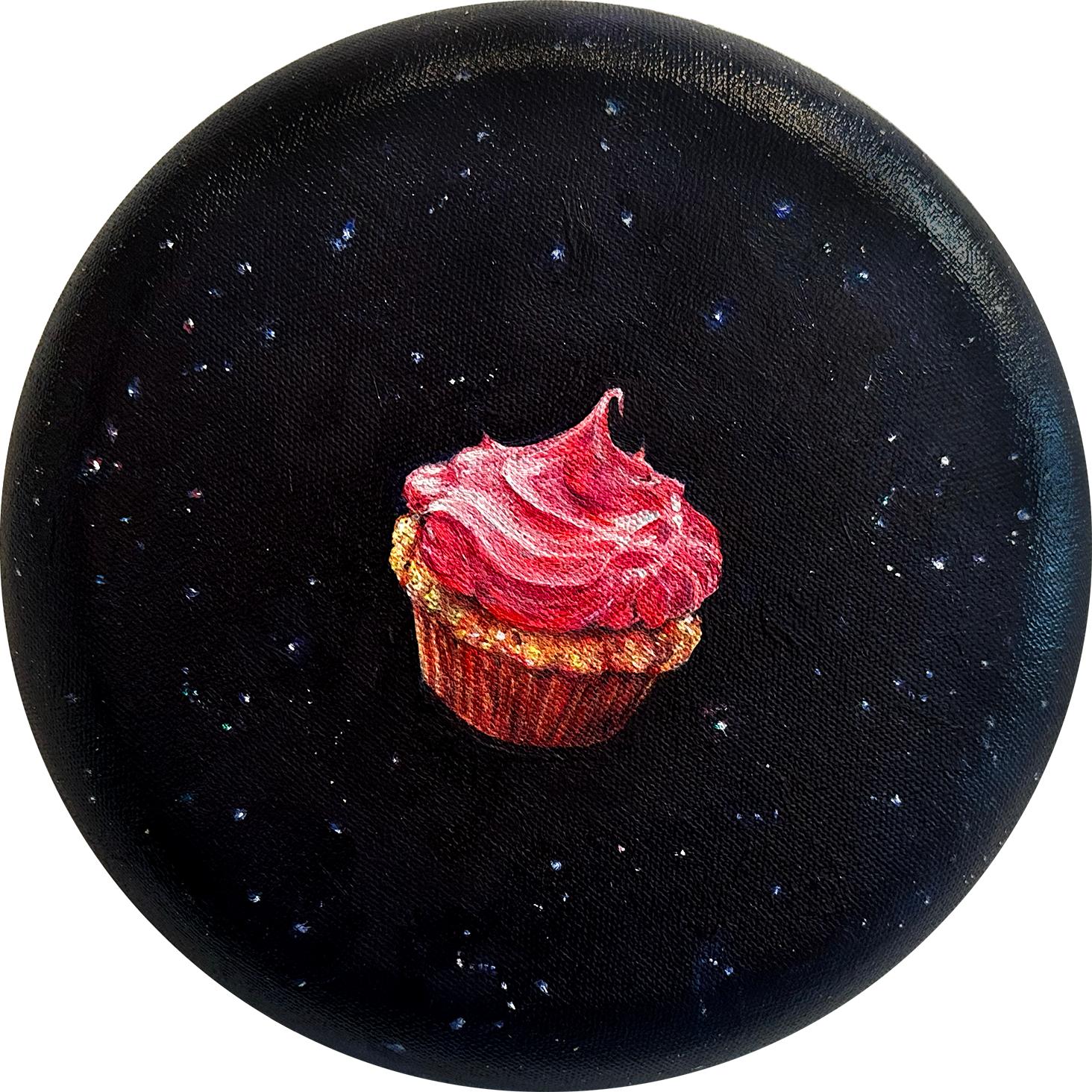 Edie Nadelhaft Landscape Painting - Cosmic ScottCake - Cupcake painting