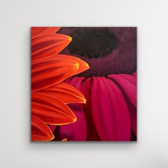 "Equal" Bright Orange, Purple & Pink Large Scale Floral Petal Oil Painting