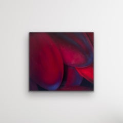 "Fine Detail I" - Blue, Red, Purple Abstract Floral Petal Oil Painting