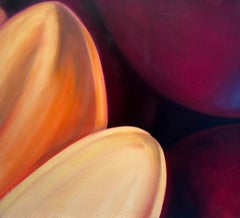 "Fine Detail III" - Yellow, Orange, Purple Abstract Floral Petal Oil Painting