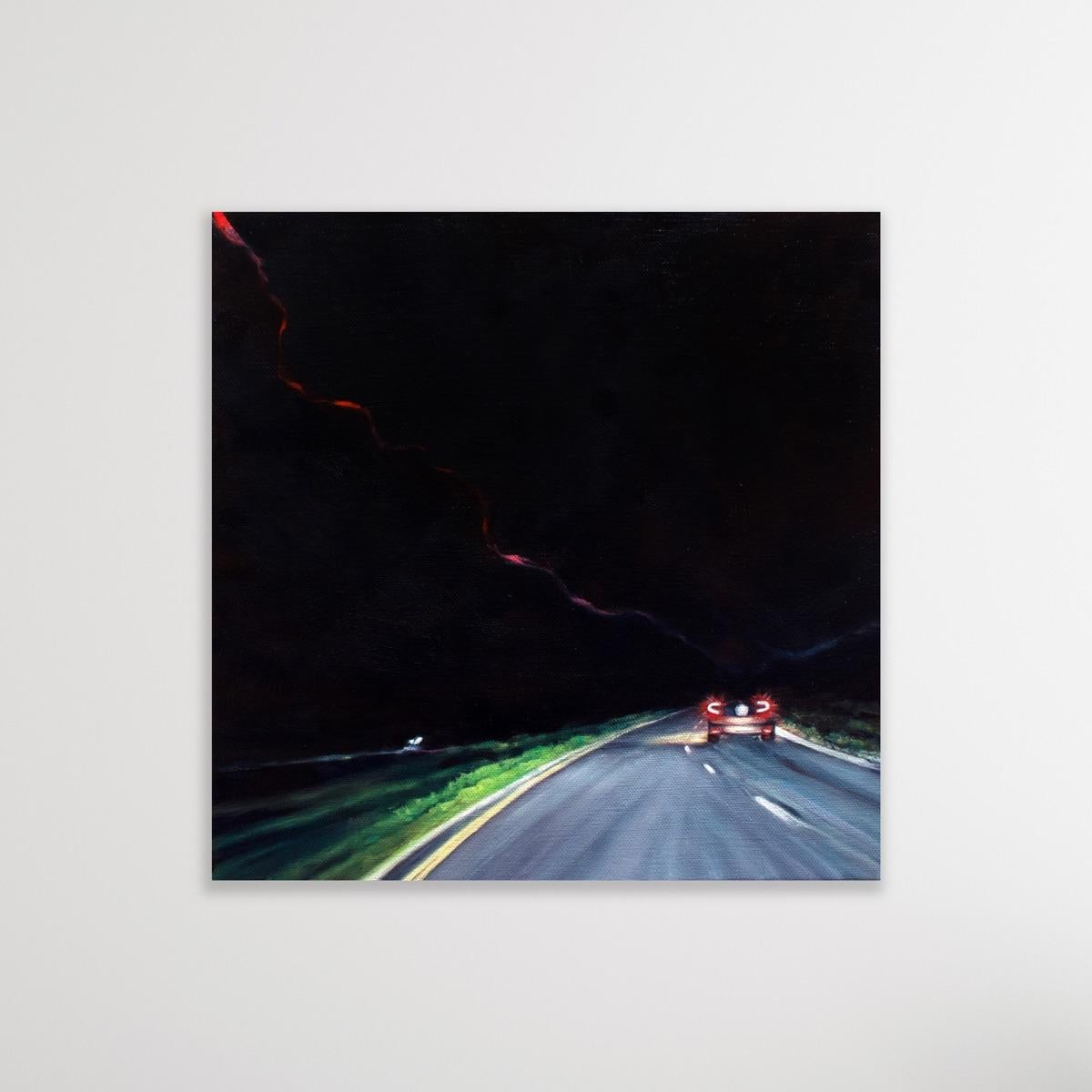 Night Tripper (Palisades No.2) - Road landscape painting - Painting by Edie Nadelhaft