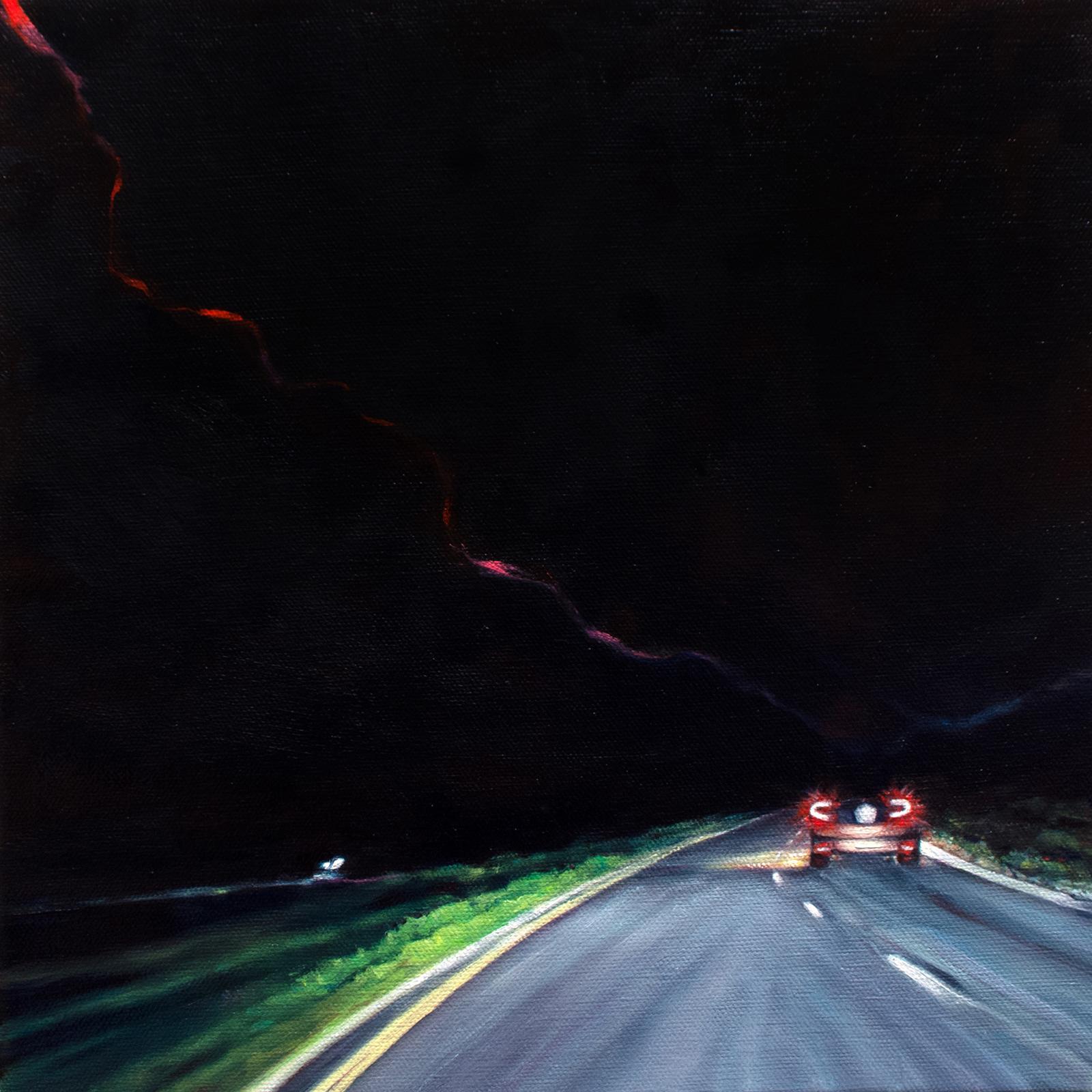 Edie Nadelhaft Landscape Painting - Night Tripper (Palisades No.2) - Road landscape painting