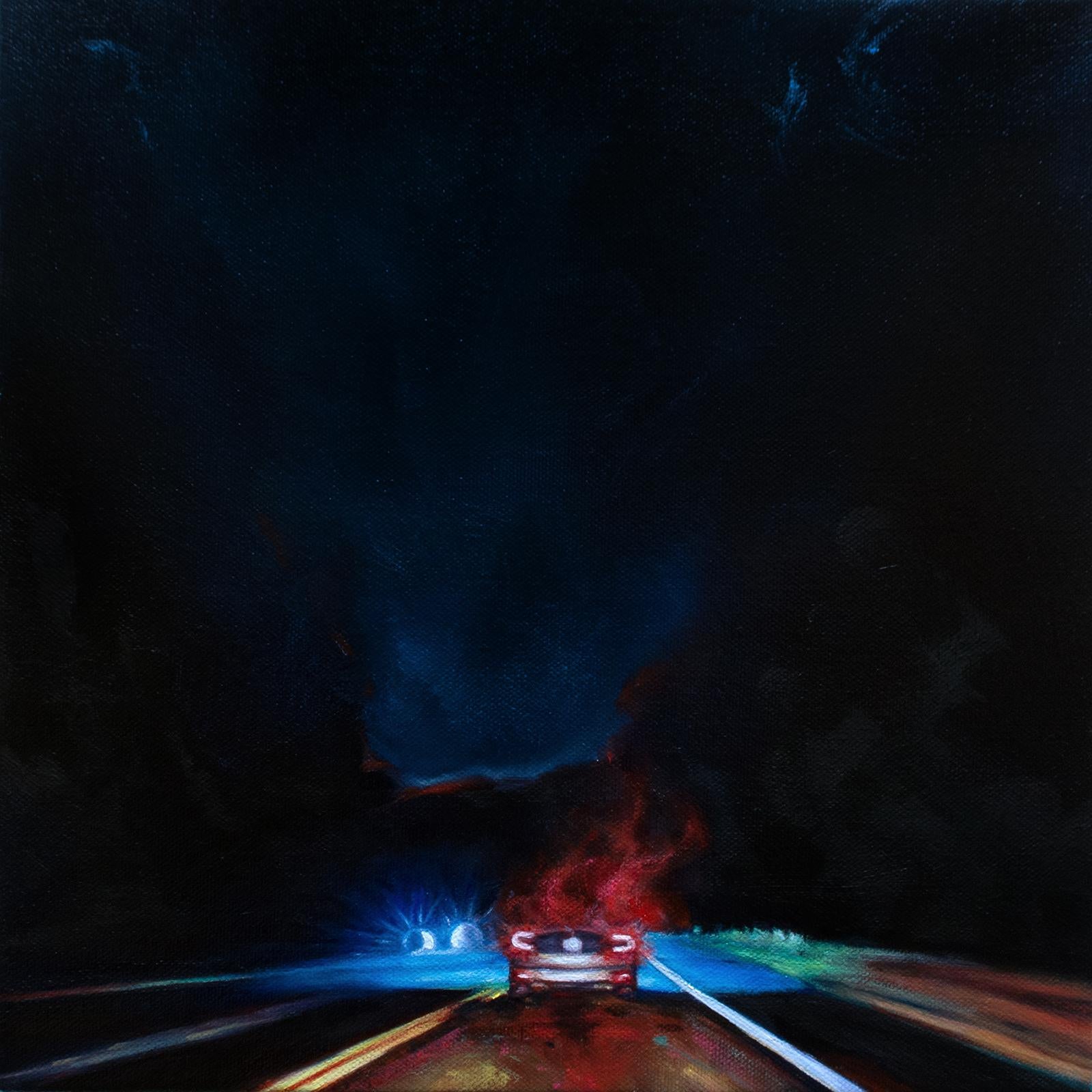 Tríptico Viaje Nocturno - Conjunto de 3 pinturas de paisajes - Painting Contemporáneo de Edie Nadelhaft