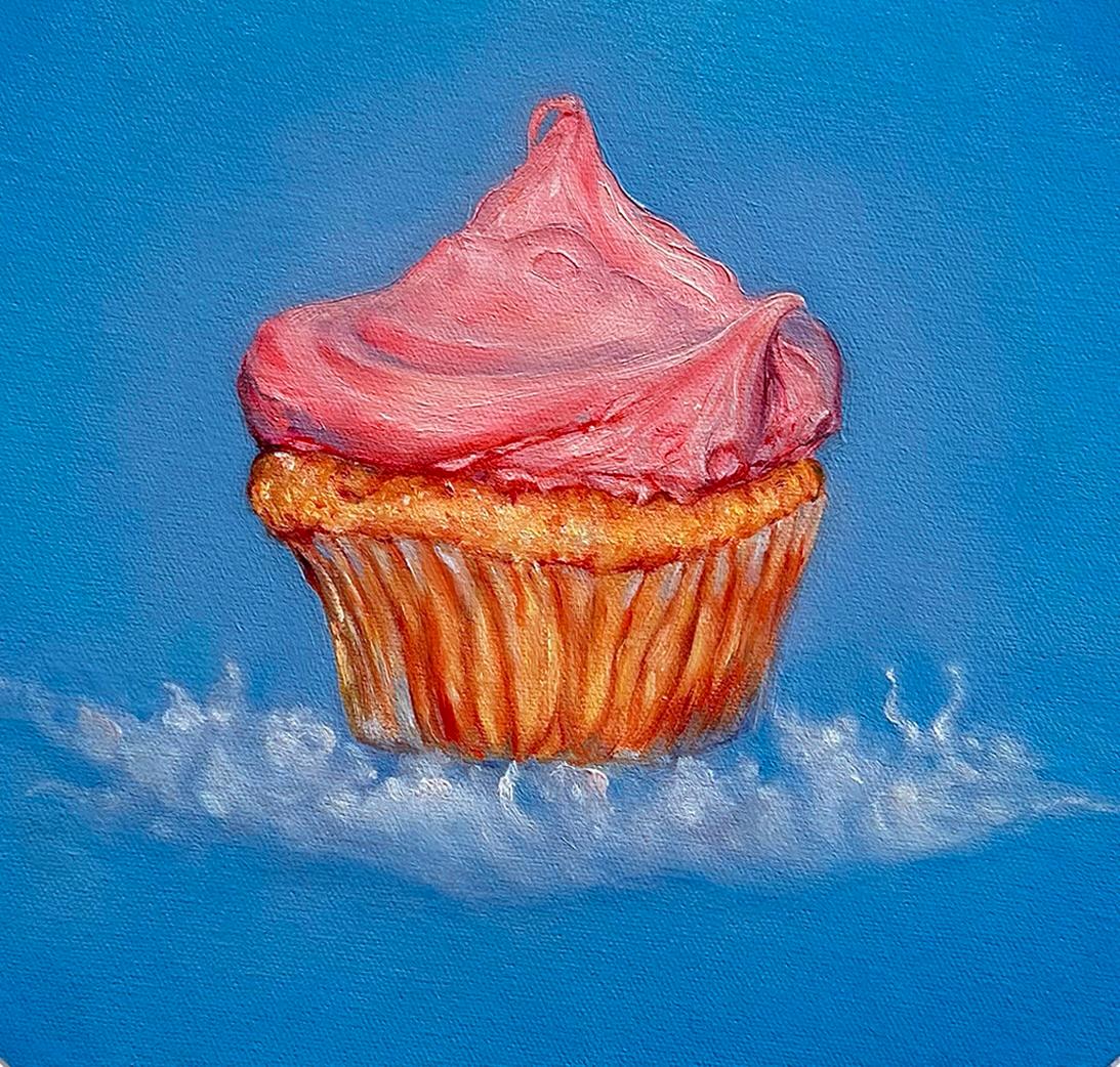 ScottCake für Magritte - Cupcake-Malerei (Zeitgenössisch), Painting, von Edie Nadelhaft