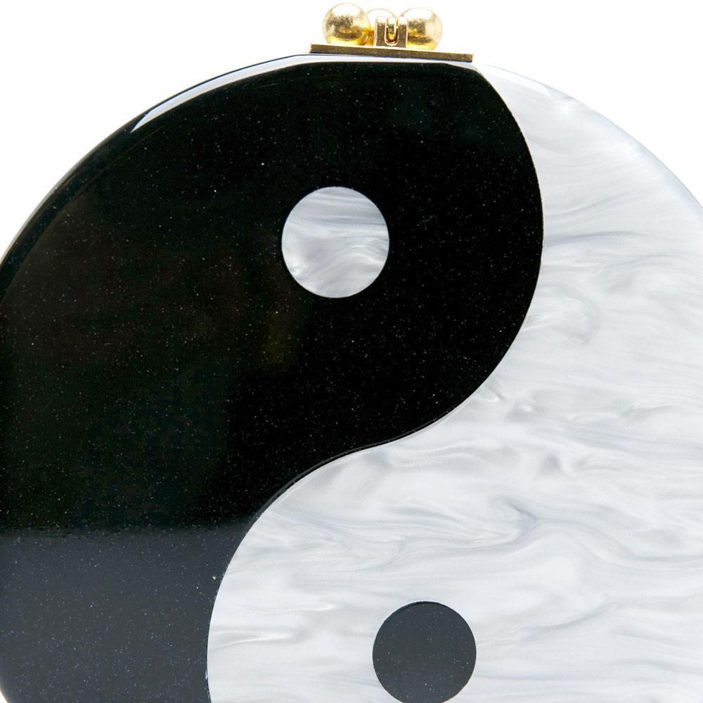 Edie Parker Black/Sliver Acrylic Yin Yang Clutch 1