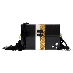 Edie Parker Black Small Trunk Stars Acrylic Bag 