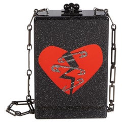 Edie Parker Carol Broken Heart Acrylic Box Clutch
