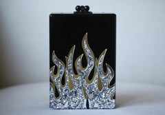 Edie Parker Carol Flames Acrylic Box Clutch