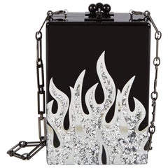 Edie Parker Carol Flames Acrylic Box Clutch