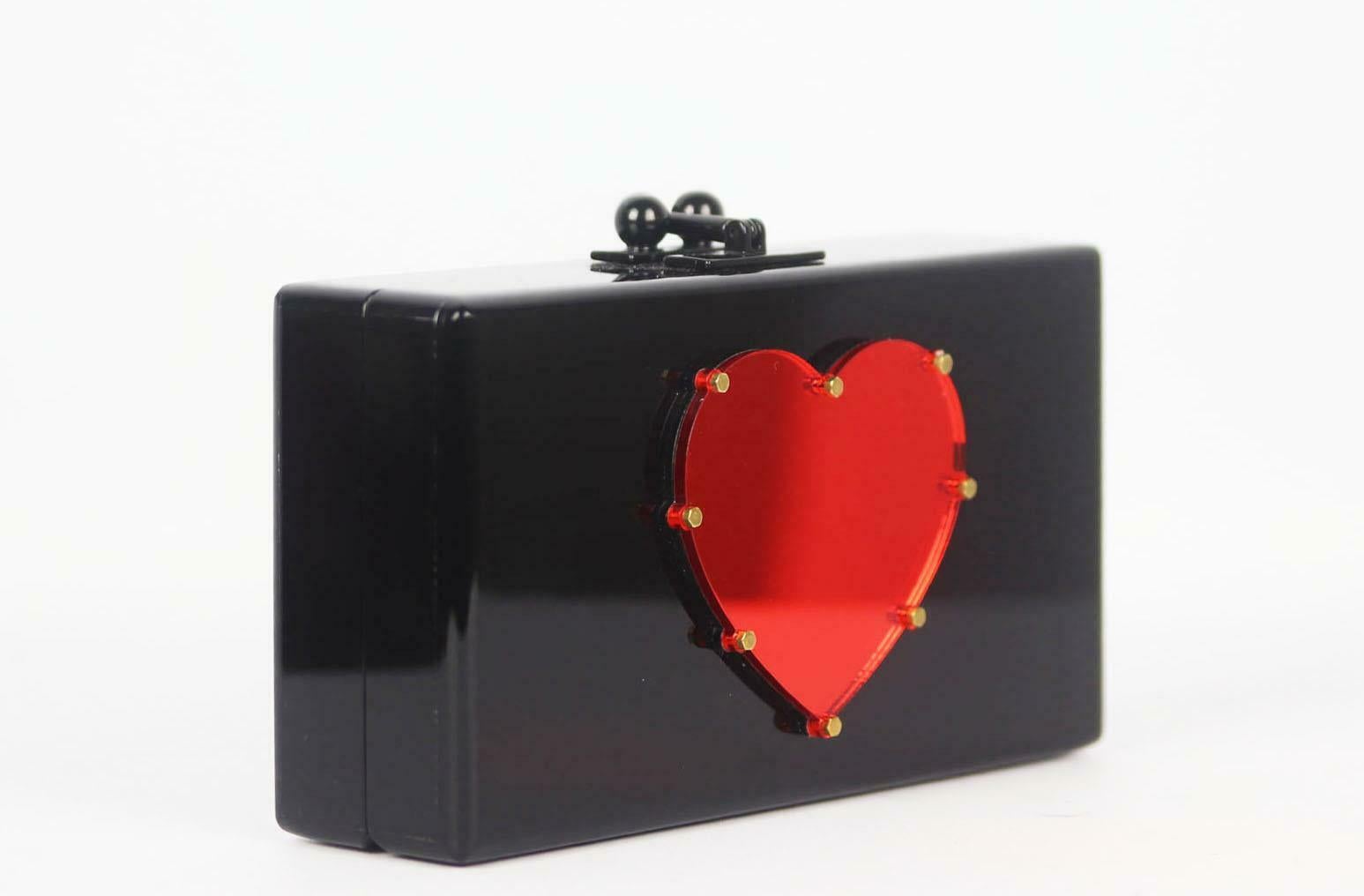 Acryl-Box-Clutch von Edie Parker für Jeans Herz (Schwarz)