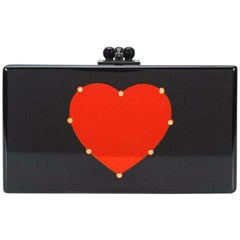 Edie Parker Jean Heart Acrylic Box Clutch