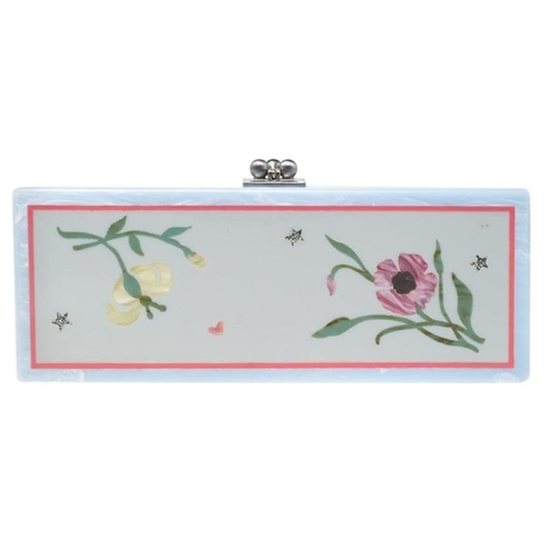 Edie Parker Multicolor Floral Acrylic Flavia Jardin Clutch