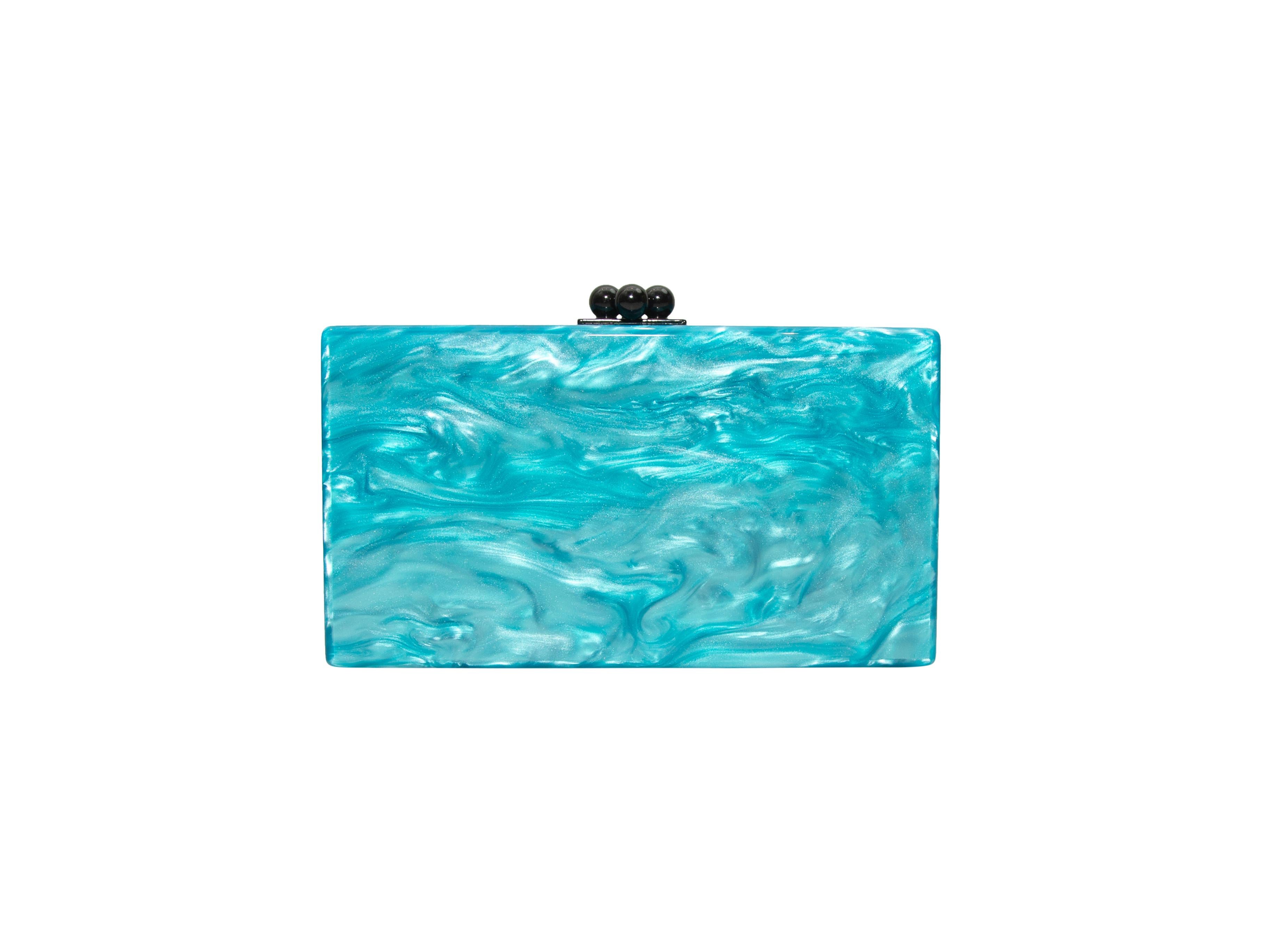 Edie Parker Teal & Navy Acrylic Hard Shell Clutch 1