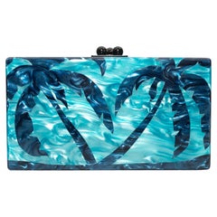 Edie Parker Teal & Navy Acrylic Hard Shell Clutch
