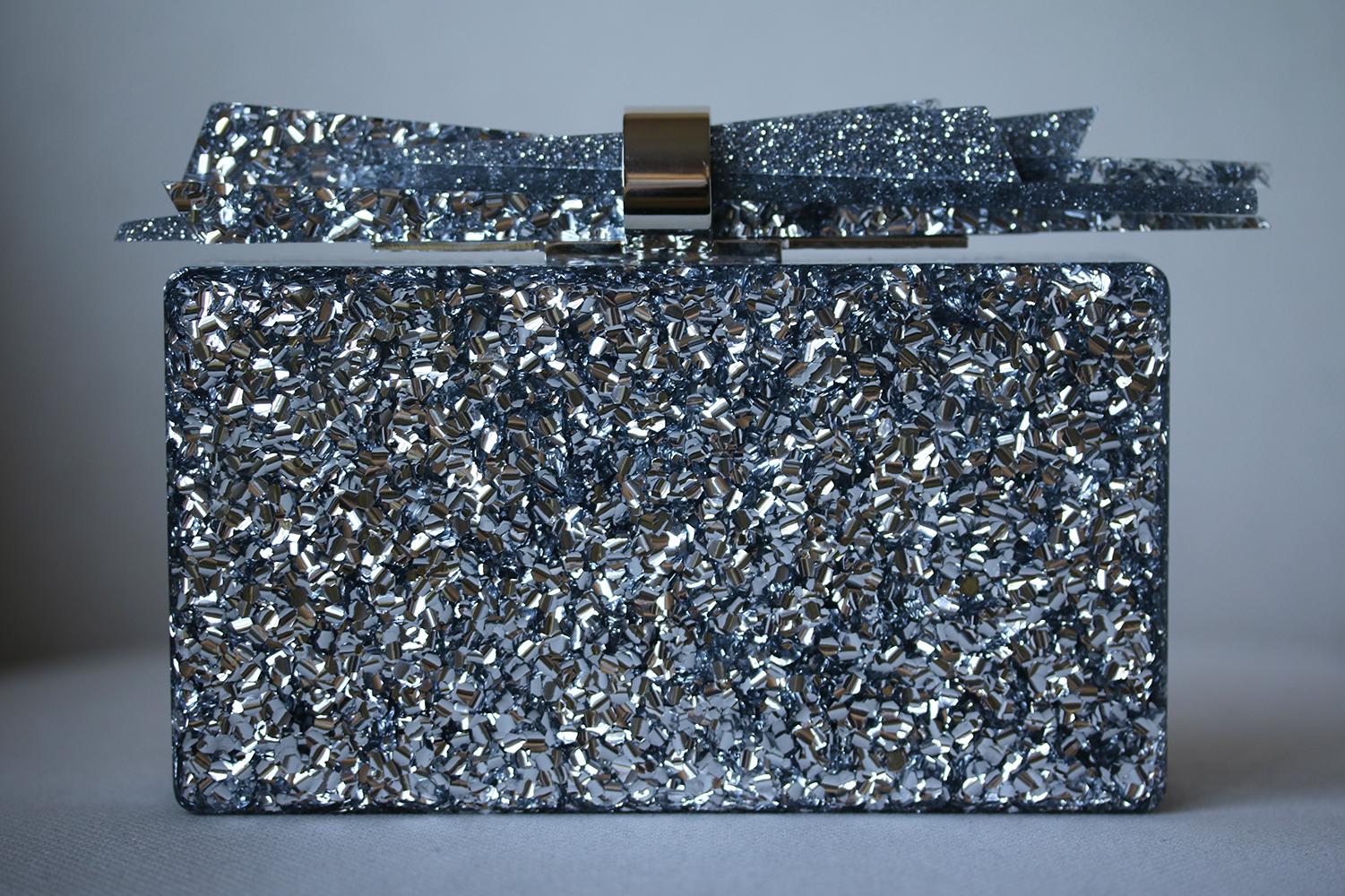 Edie Parker Wolf Glittered Acrylic Box Clutch In Excellent Condition In London, GB