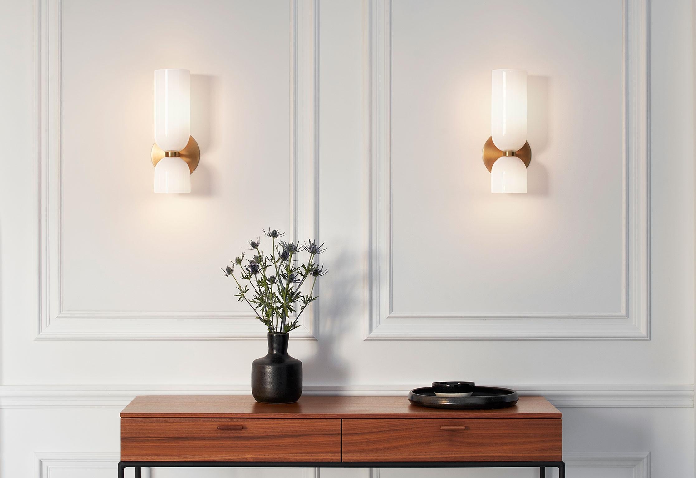 Contemporary Edie Sconce, Blackened Brass For Sale