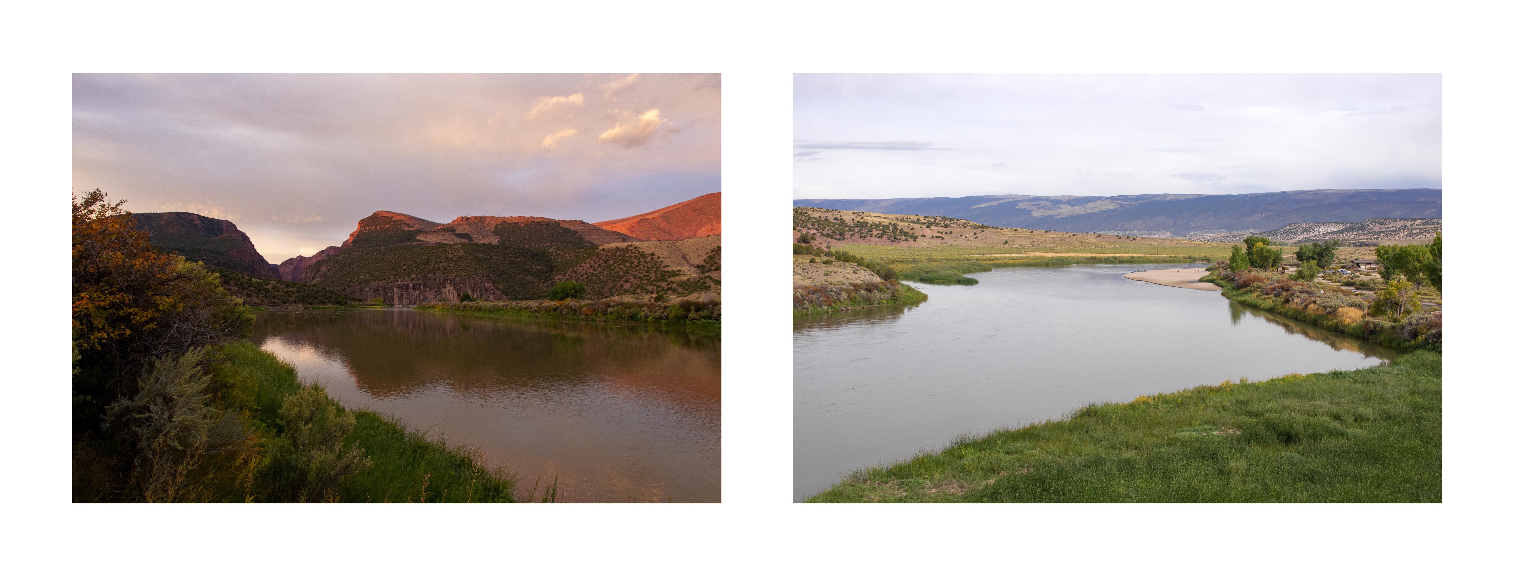 Edie Winograde Color Photograph - diptych from series Sight Seen; "Gates of Lodore, dawn" and "Green River, raft"