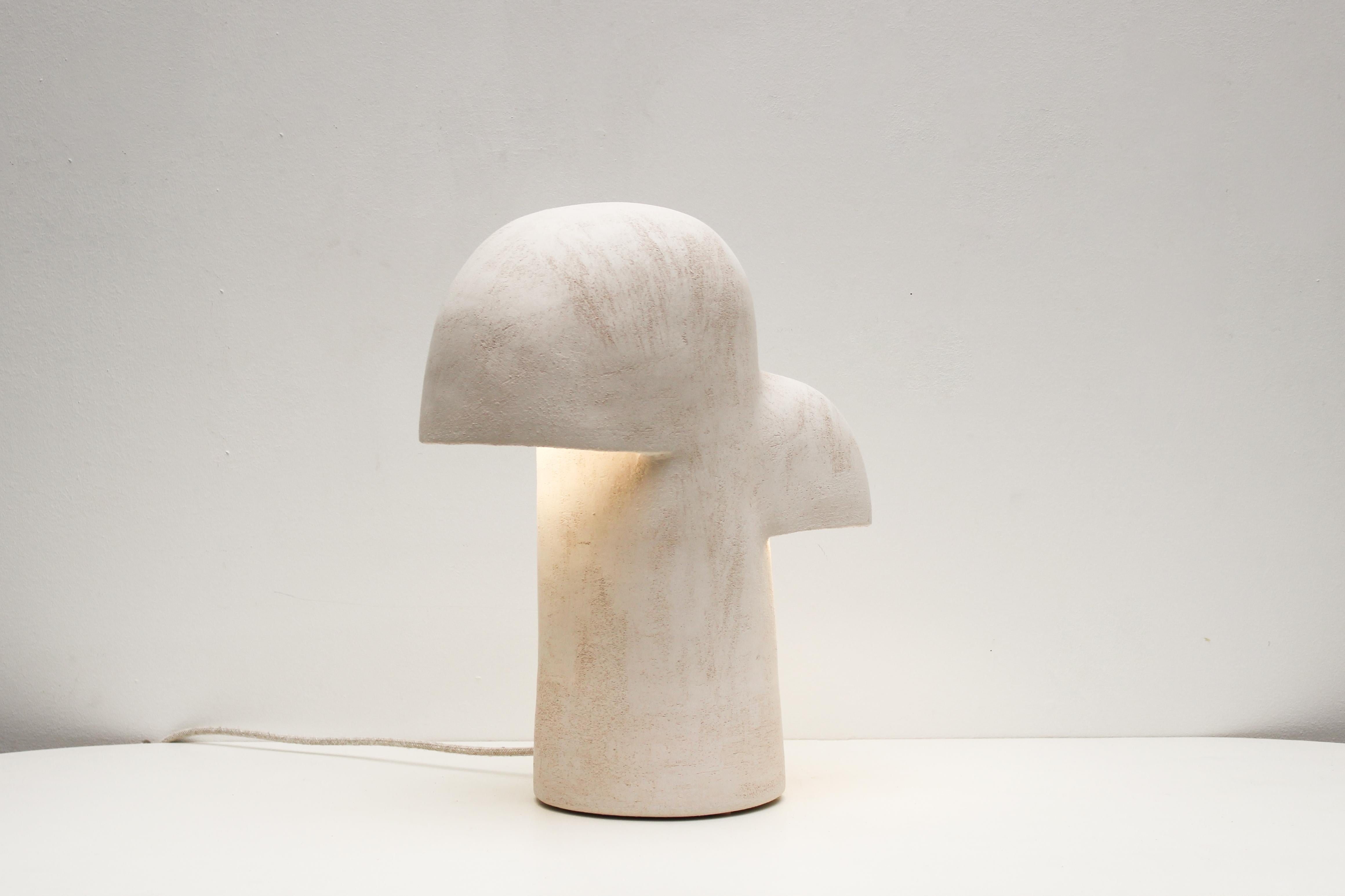 French Édifice White Stoneware Table Lamp by Elisa Uberti