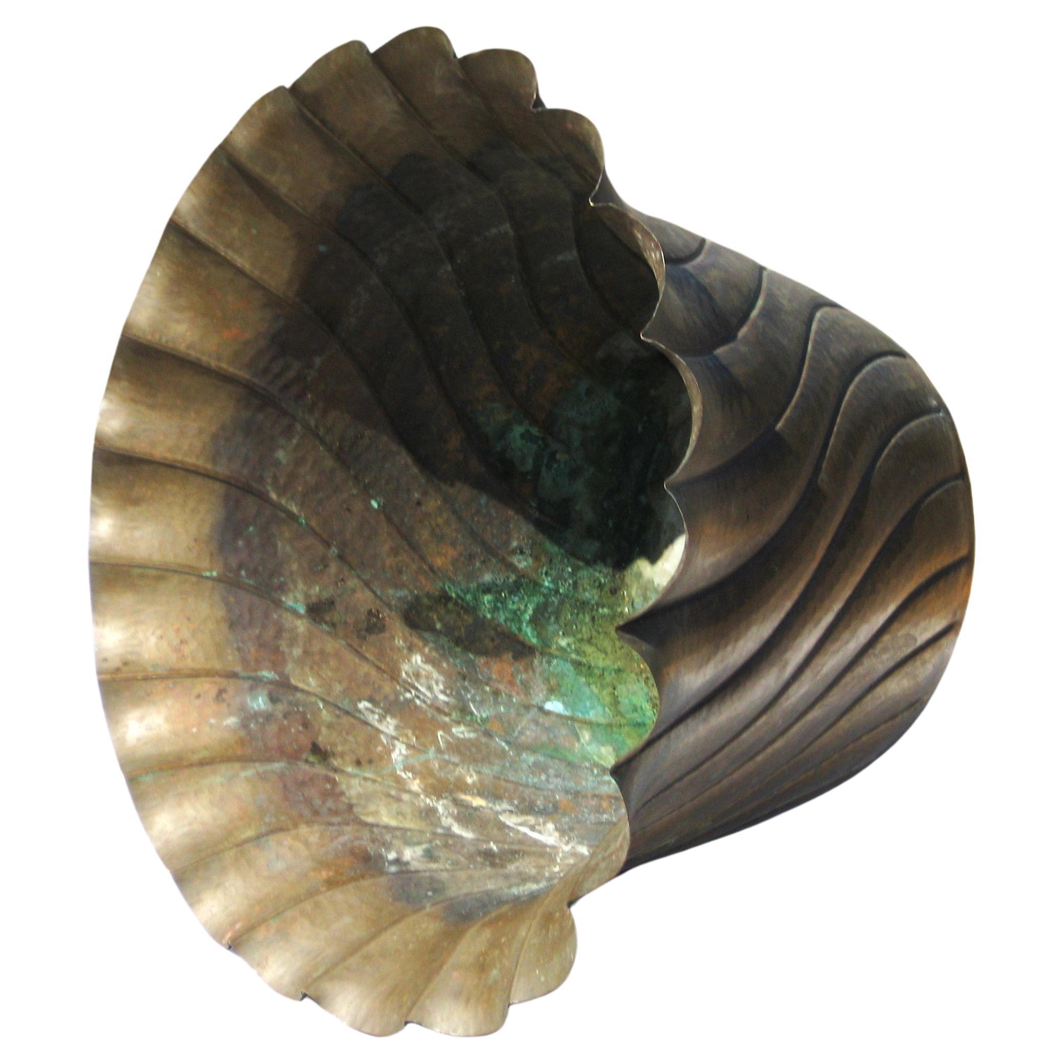 Ottone Egidio Casagrande Swirl Design Jardiniere in ottone patinato, Italia, anni '50
