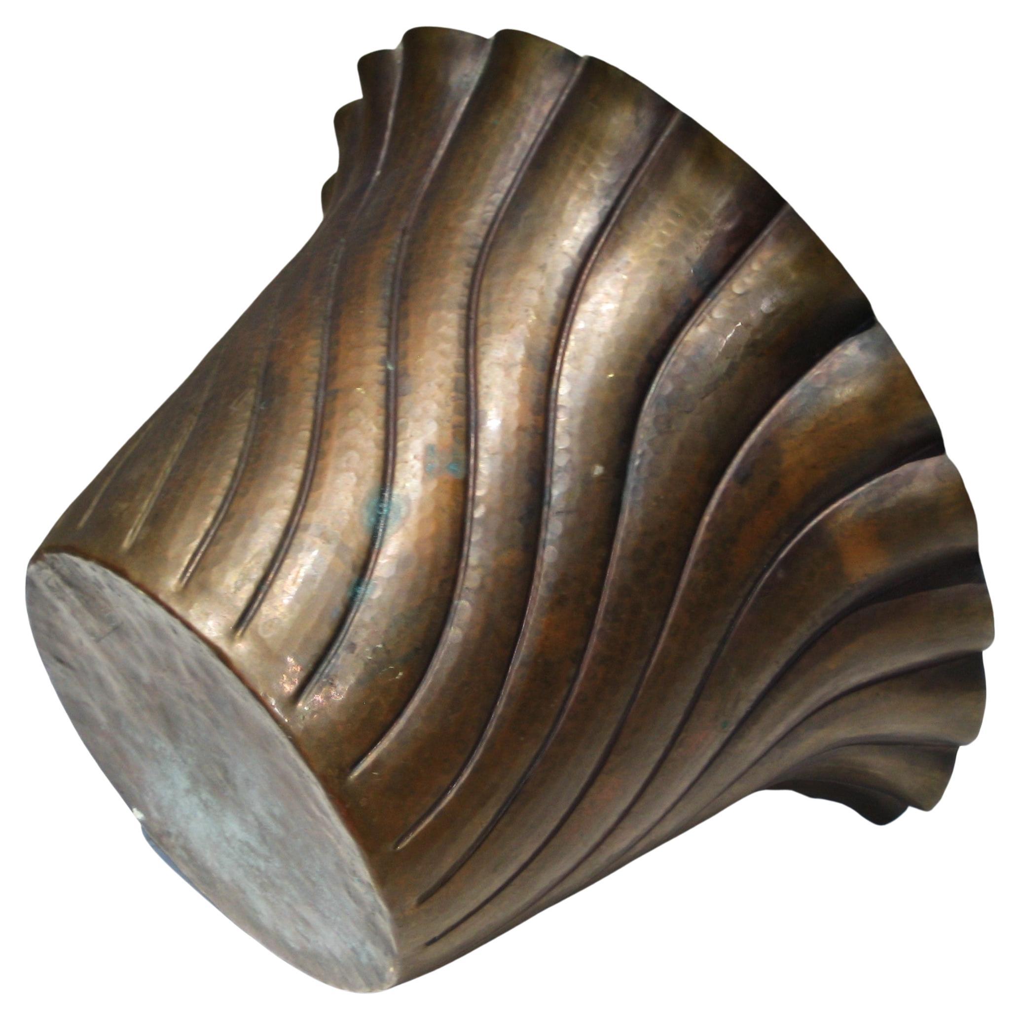 Egidio Casagrande Swirl Design Jardiniere in ottone patinato, Italia, anni '50 1