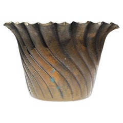 Egidio Casagrande Swirl Design Patinated Brass Jardiniere, Italy 1950's