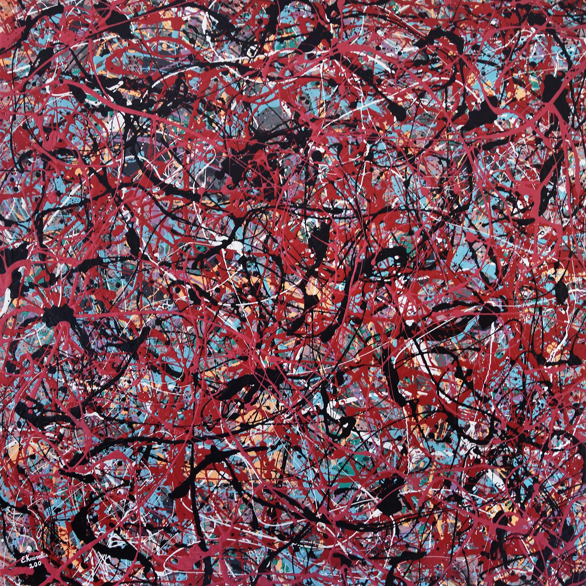 200,  técnica mixta/lienzo, 150x150 cm, 2025 - Mixed Media Art de Edijs Kravalis