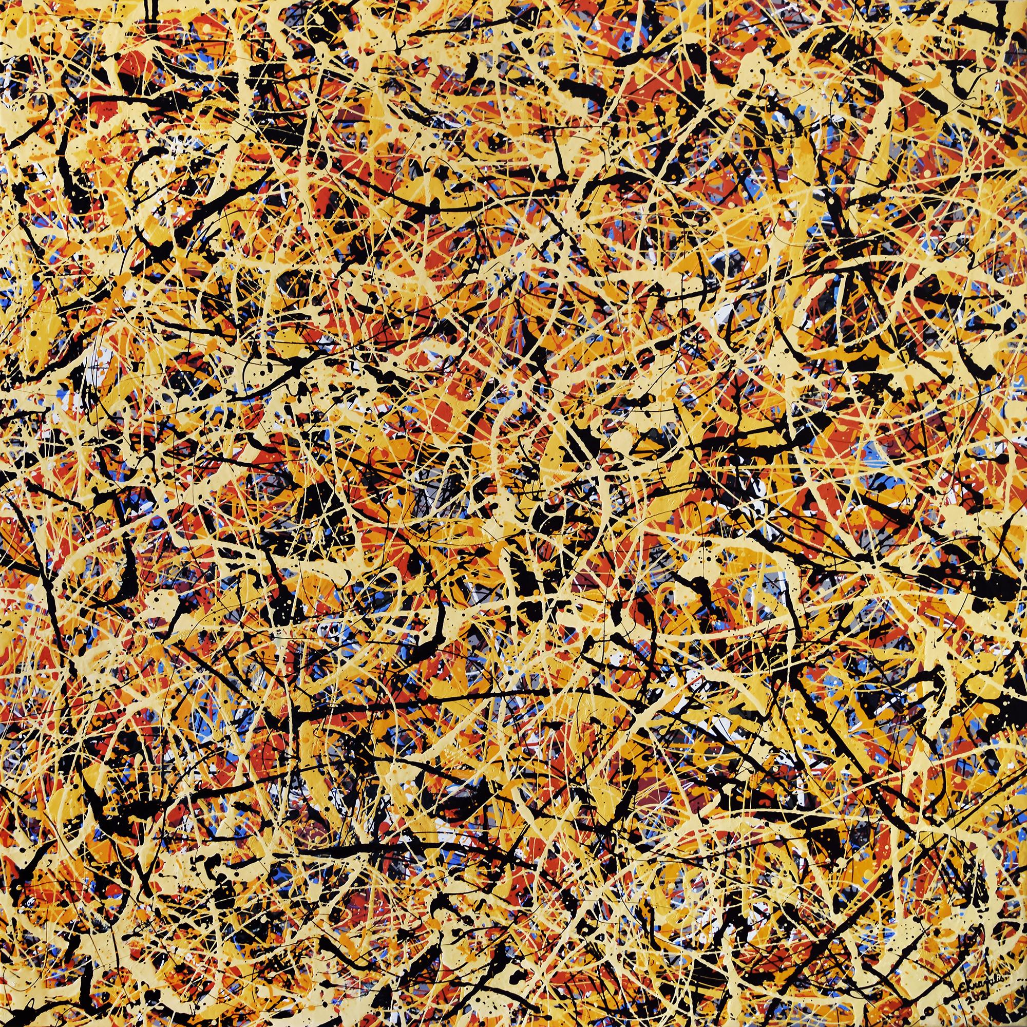 202,  técnica mixta/lienzo, 150x150 cm, 2025 - Mixed Media Art de Edijs Kravalis