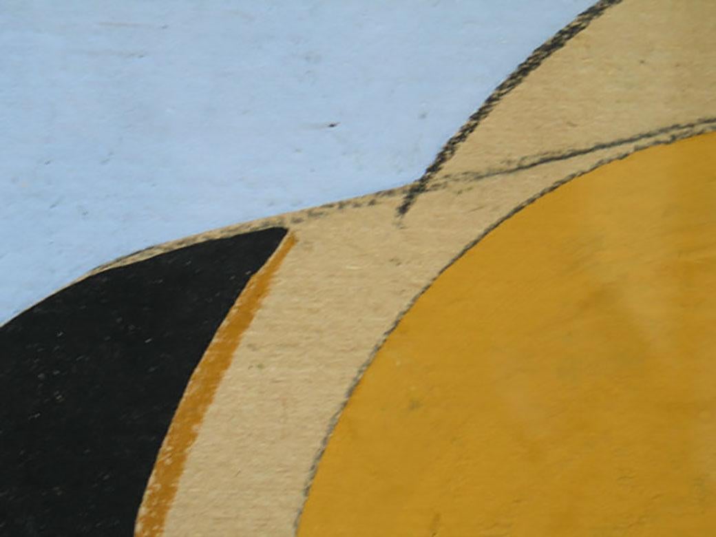 Composition avec cercle jaune - Gris Abstract Painting par Edik Edward Arcadievich Steinberg