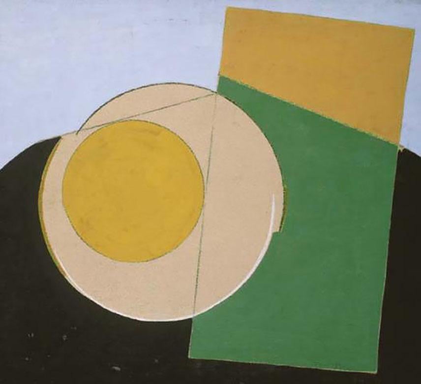 Abstract Painting Edik Edward Arcadievich Steinberg - Composition avec cercle jaune